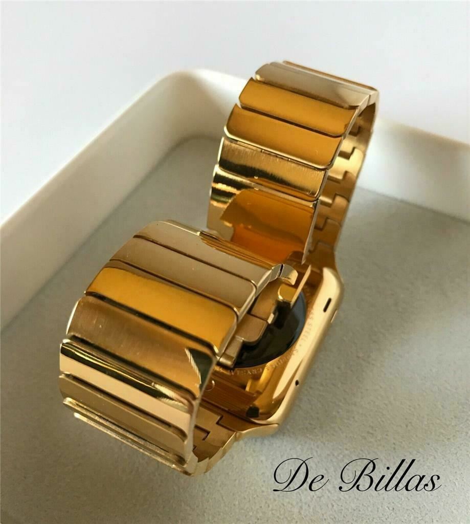 CUSTOM 24K Gold Plated 44MM Apple Watch SERIES 6 DIAMOND POLISHED Band Blood O2