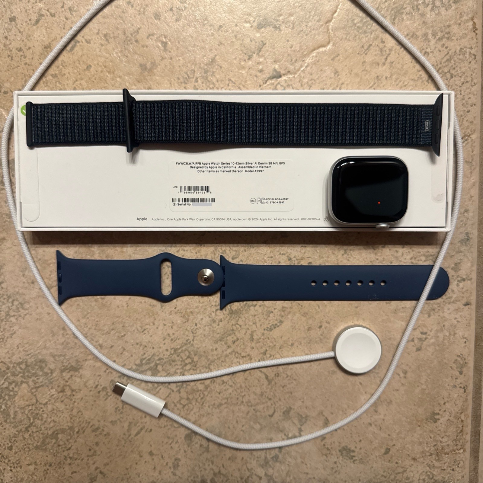 Apple Watch Series 10, 42mm, Silver, Sport Band/Loop (open box, 100% battery)