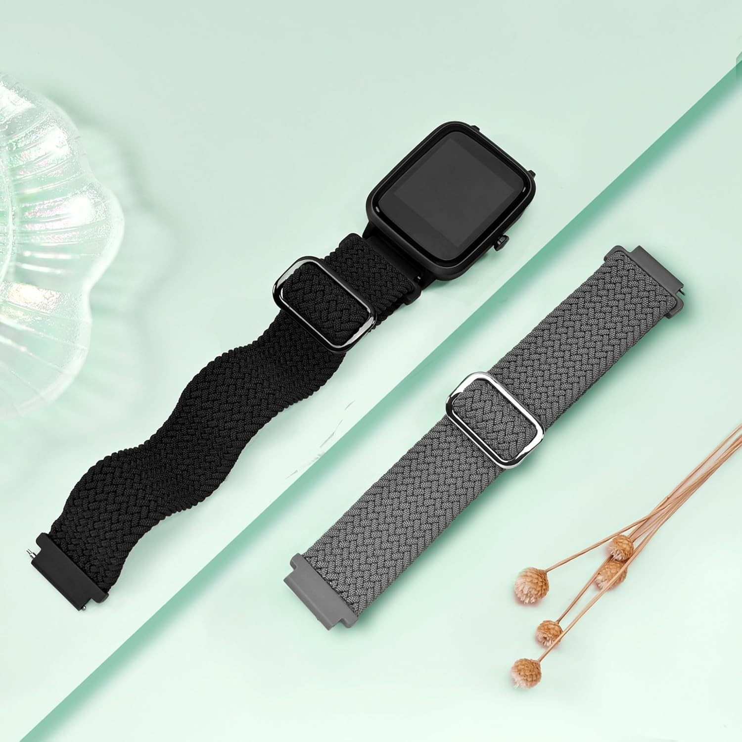 2-Pack 22mm Soft Elastic Straps for Smartwatches – Adjustable & Breathable Fit