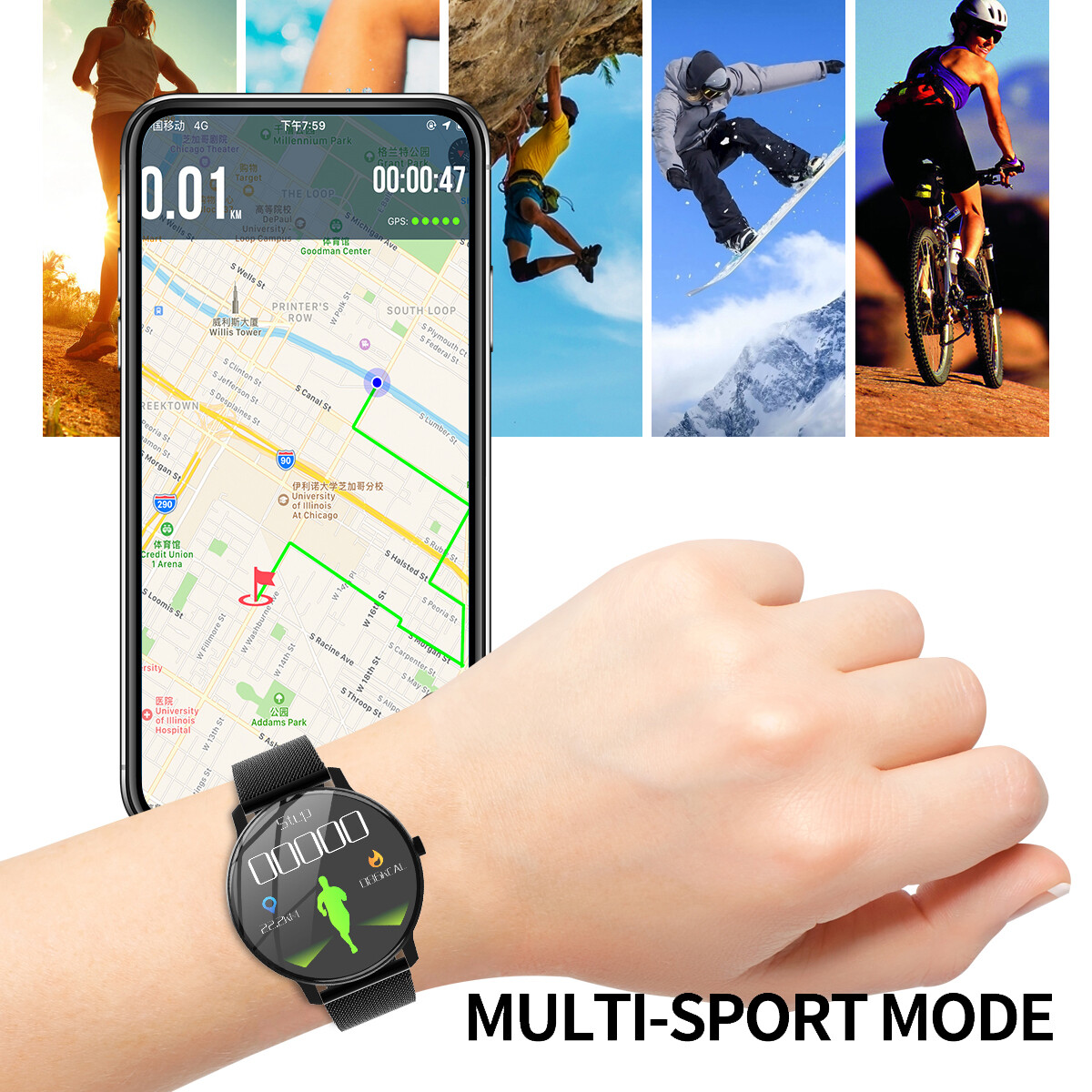 Fitness SmartWatch Bracelet Bluetooth Watch Message Notification for Android iOS
