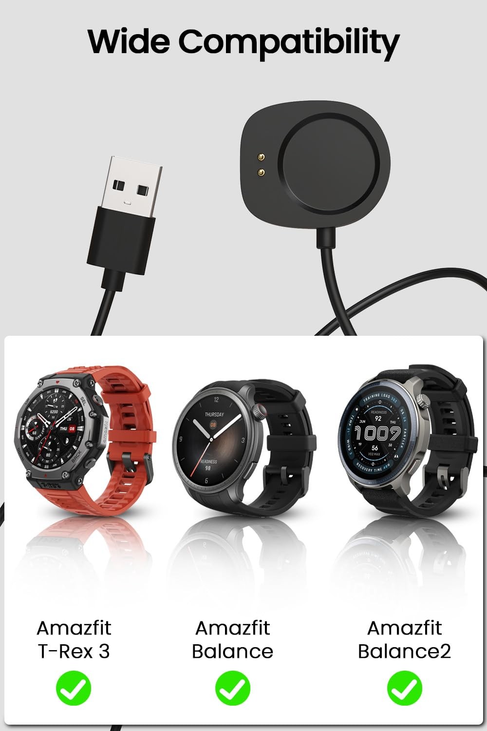 Charger Replacement Cable for Amazfit Watch USB Charging Cable Cord 3.3FT(1M)