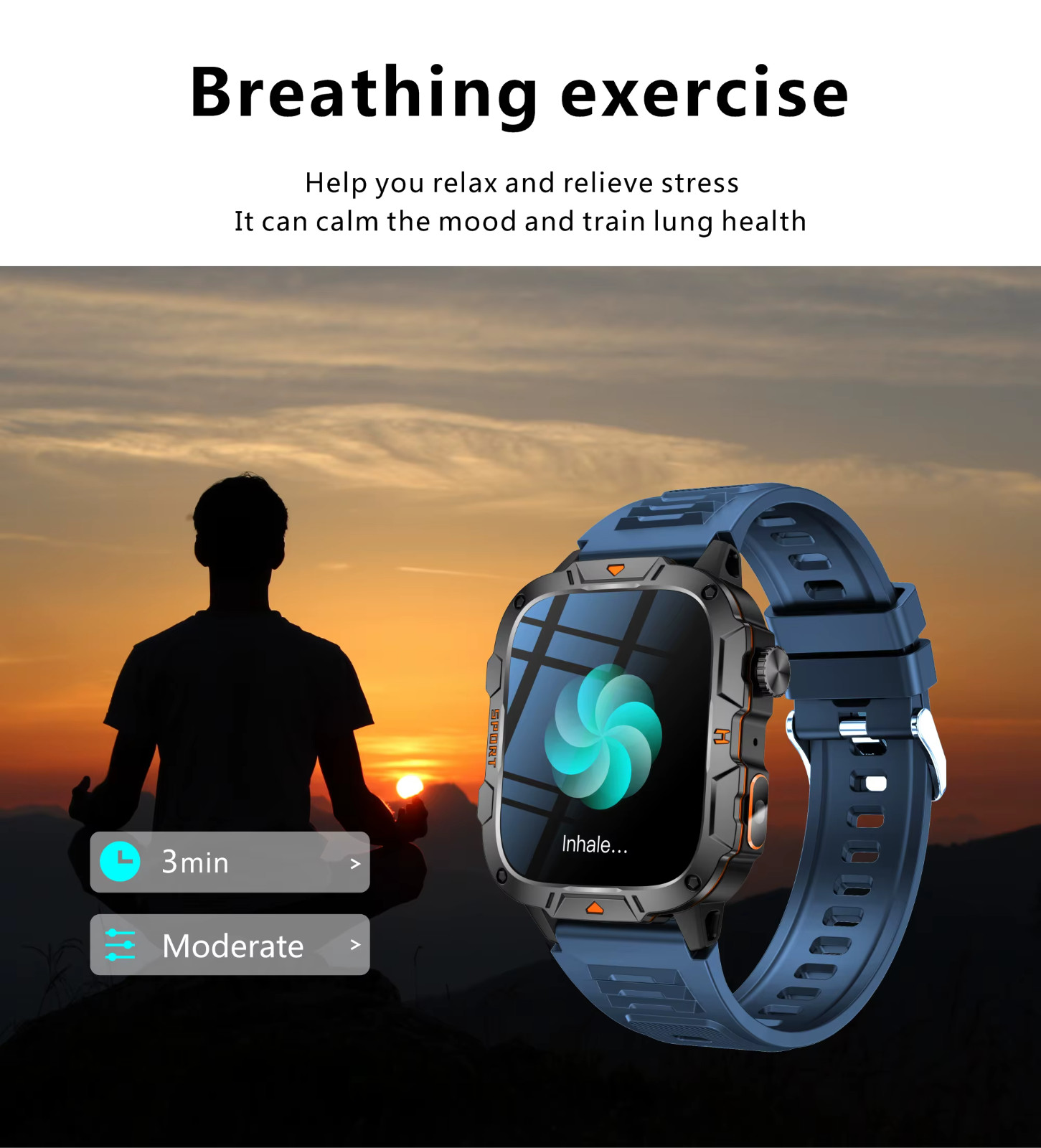 Military smart watch with built in Flashlight, QX12