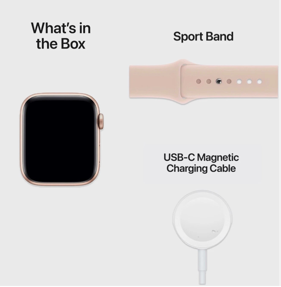 Apple Watch Series 5 40mm Gold Aluminum Case GPS –Pink Sand Sport Band-MWV72LL/A