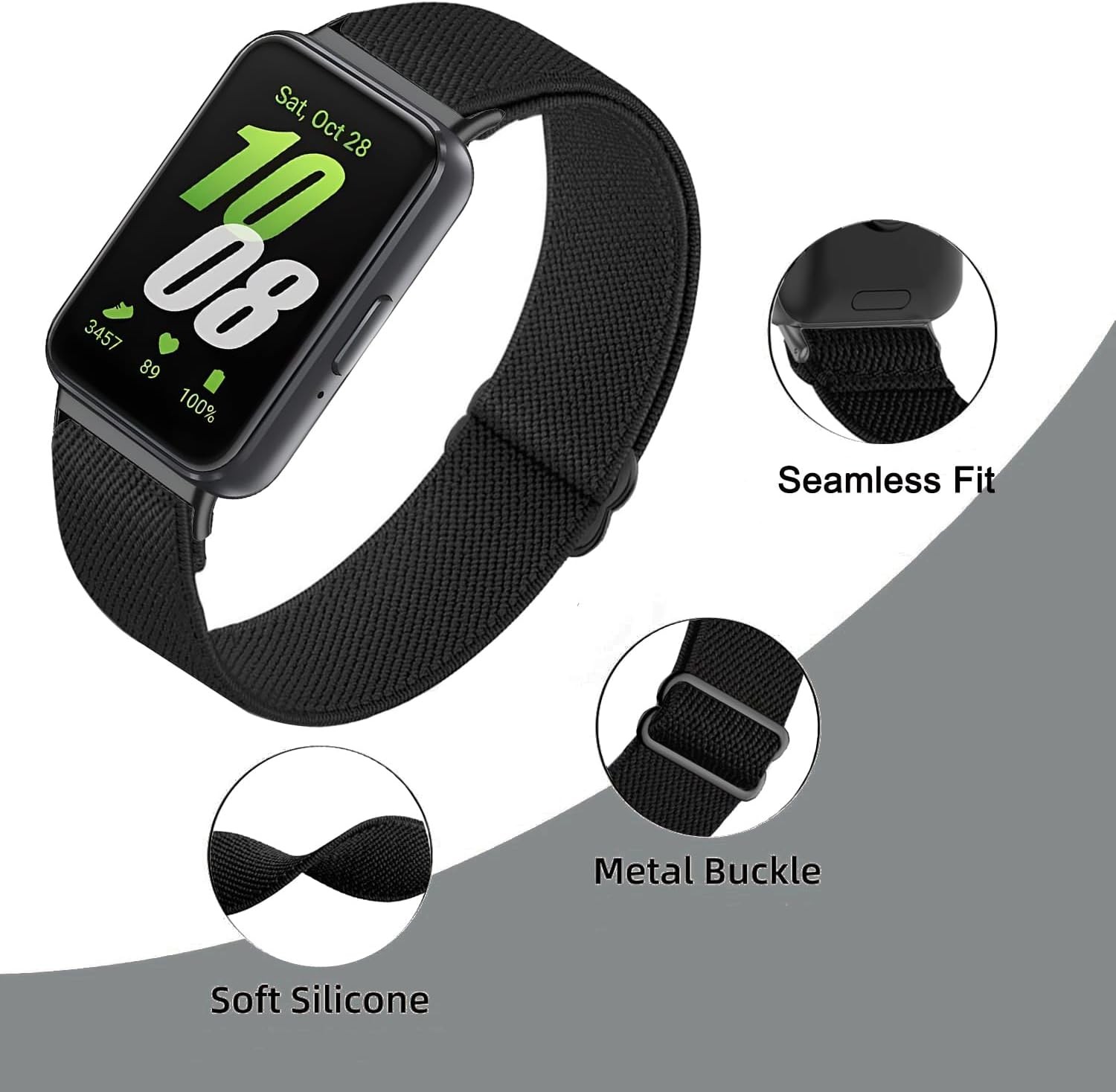 5 Pack Stretchy Nylon Strap Compatible with Samsung Galaxy Fit 3 SM-R390