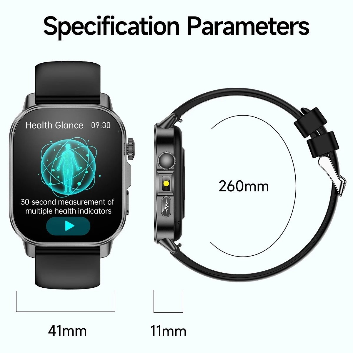 ET571 ECG+PPG 2.0″ Smart Watch Bluetooth Call Health Monitoring IP68 Waterproof