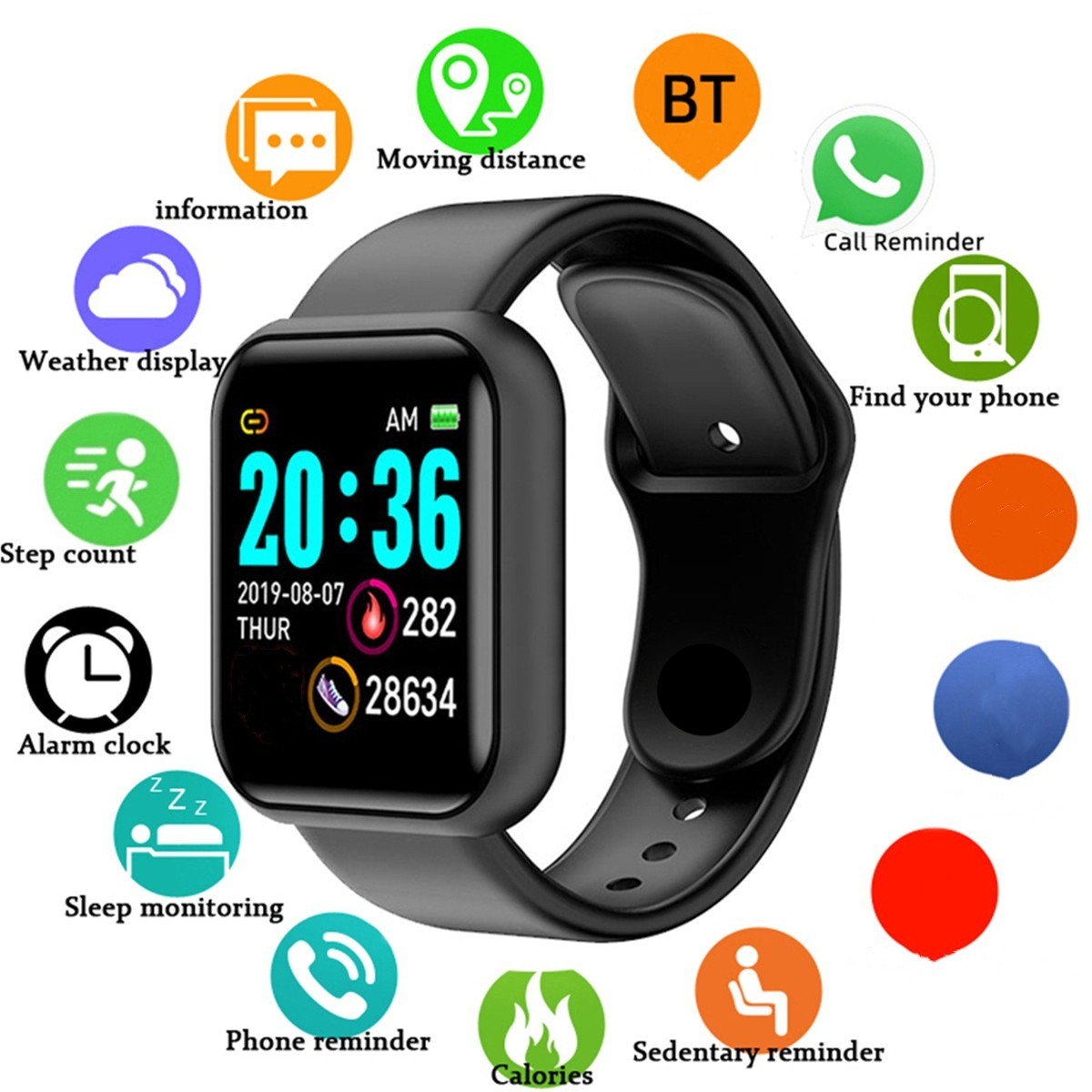 Smart Watch Fitness Tracker Heart Rate Sleep Monitor Bluetooth Sport Wristband