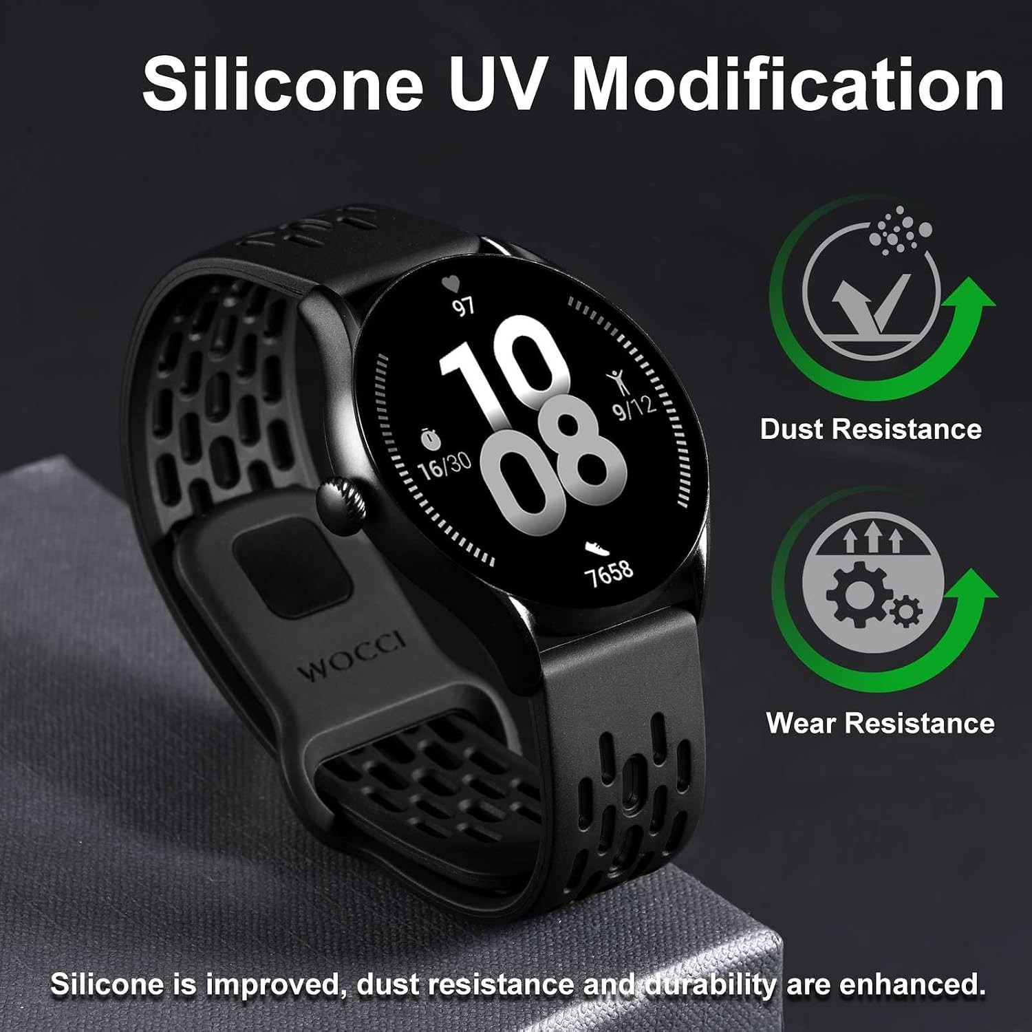 Breathable Silicone Case for 18mm 19mm 20mm 21mm 22mm Watch Bands, Quick Release