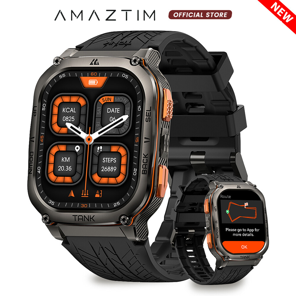 2024 AMAZTIM TANK M3 Ultra GPS Smart Watch Men 480mAh Waterproof for Android IOS