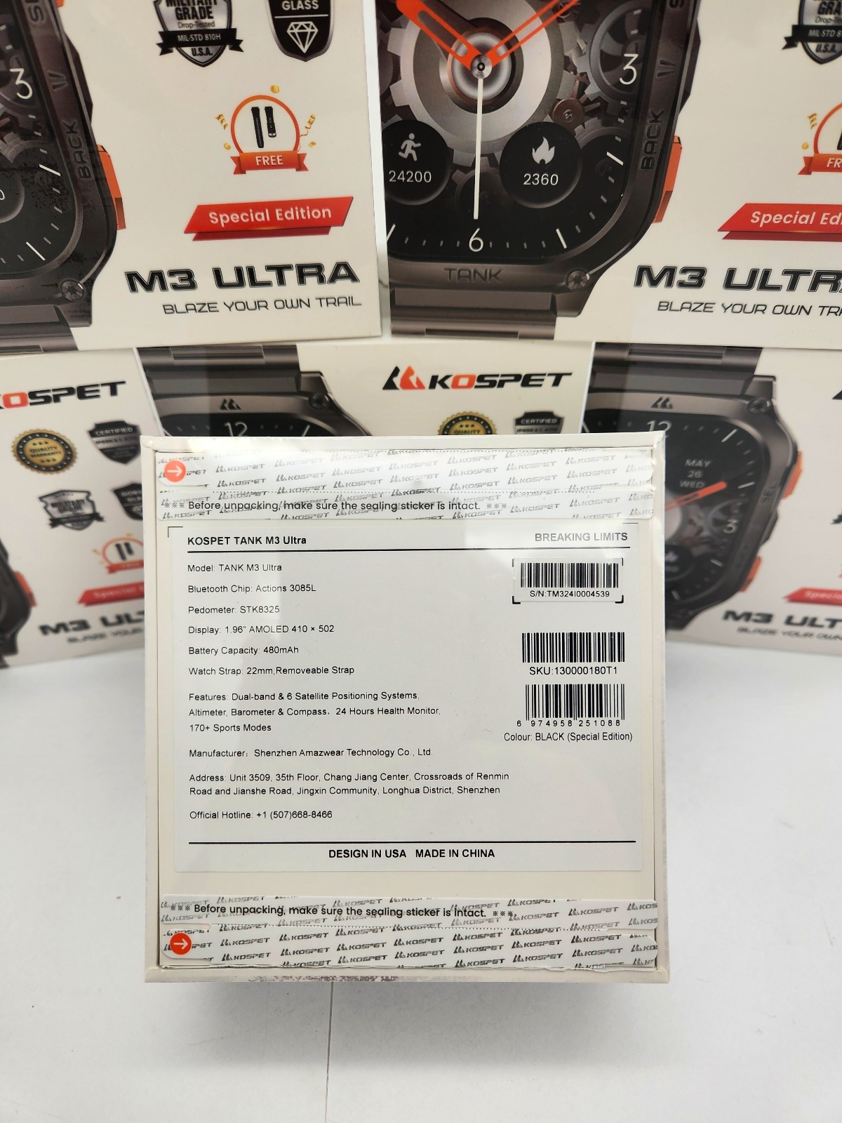 2024 KOSPET TANK M3 Ultra BLACK Special Edition GPS Smart Watch Sport NEW