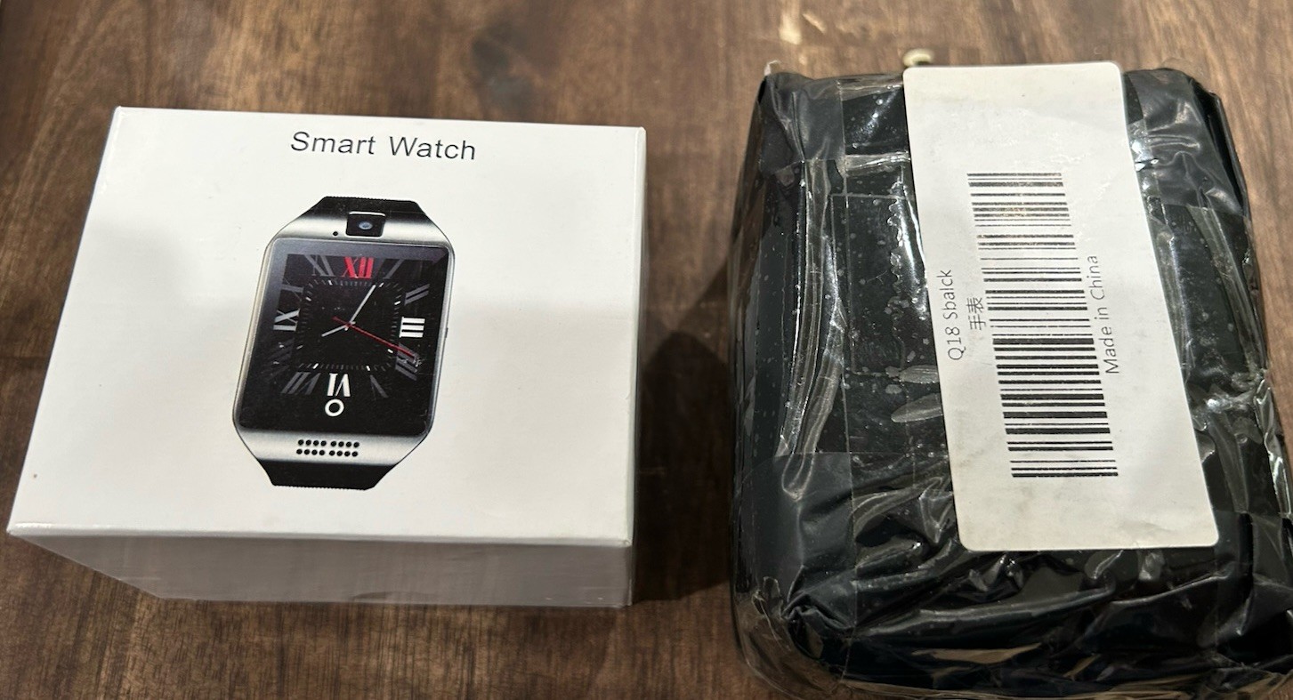 Q18 Smartwatch Bluetooth Camera SIM Support Unlocked Rose Gold Case Black Band