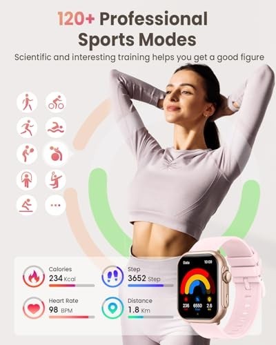 Fitness Smart Watch for Men & Women, Bluetooth Call, SpO2, Heart Rate Monitor, 1
