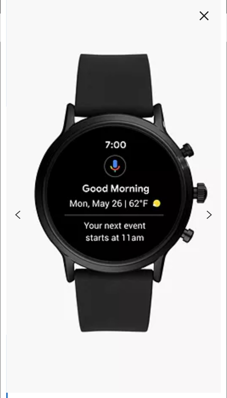 Fossil Gen 5 Smartwatch 44 mm Stainless Steel The Carlyle HR Black Silicone Band
