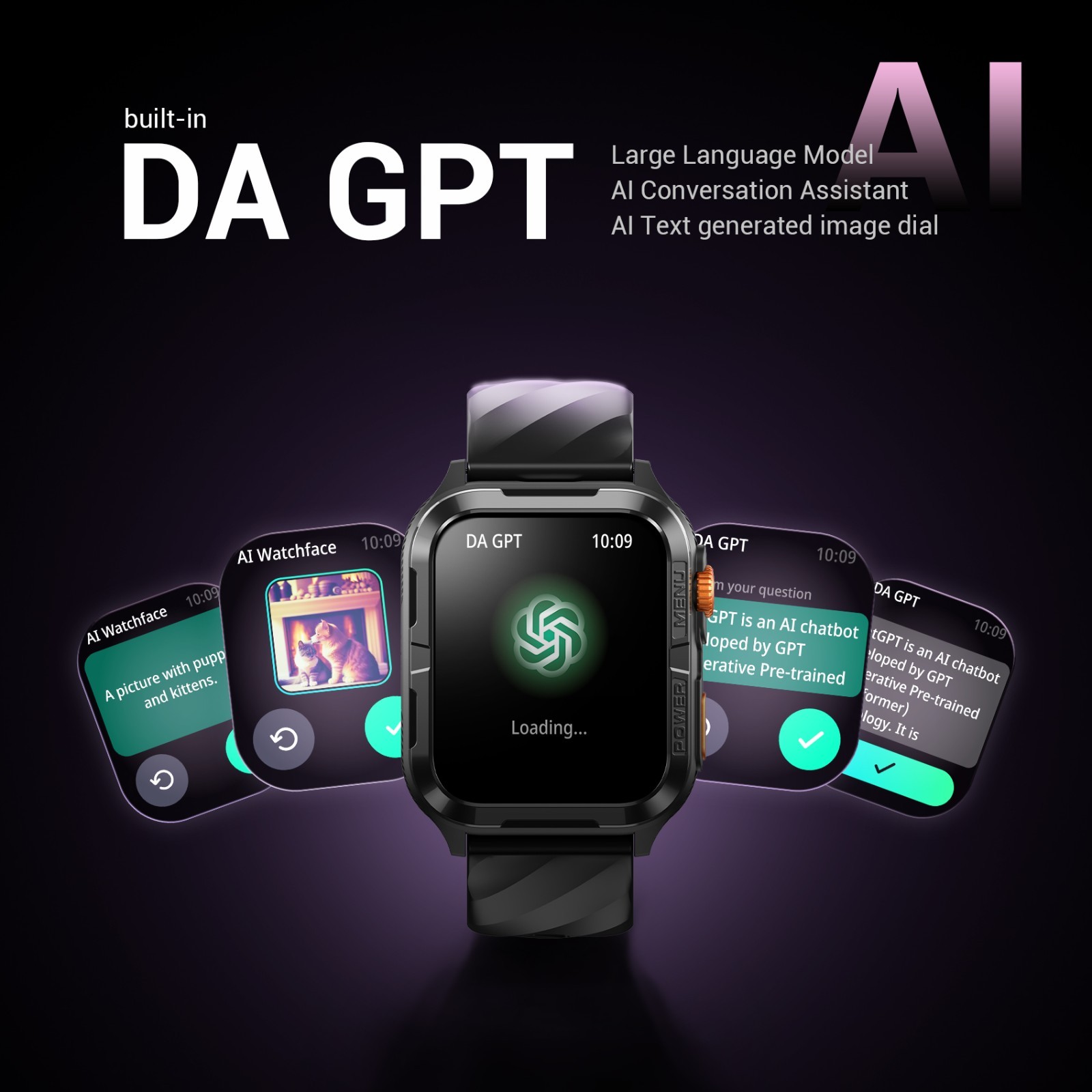 DA GPT AI Assistant Smart Watch Women Men Built-in GPS, Fitness Tracker Watch