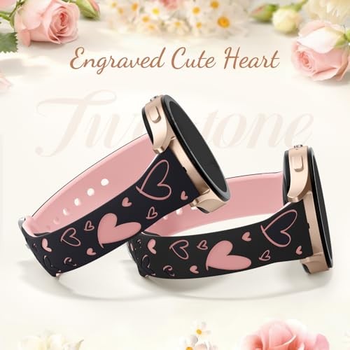 20mm Engraved Silicone Strap Compatible with Samsung Watch 7 40mm Sport Heart