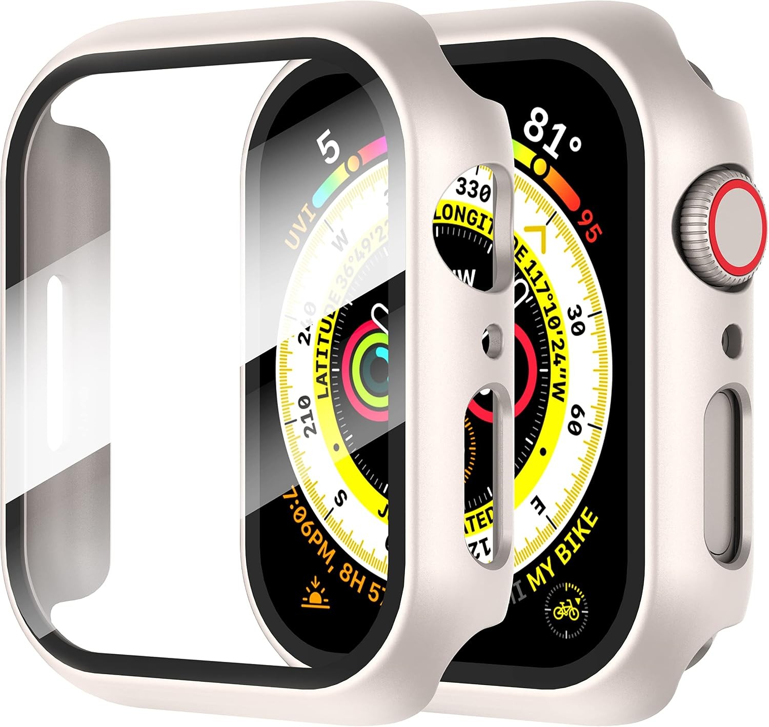 2-Pack Screen Protector Case for Apple Watch Series 9/8/7 41mm Ultra-Thin