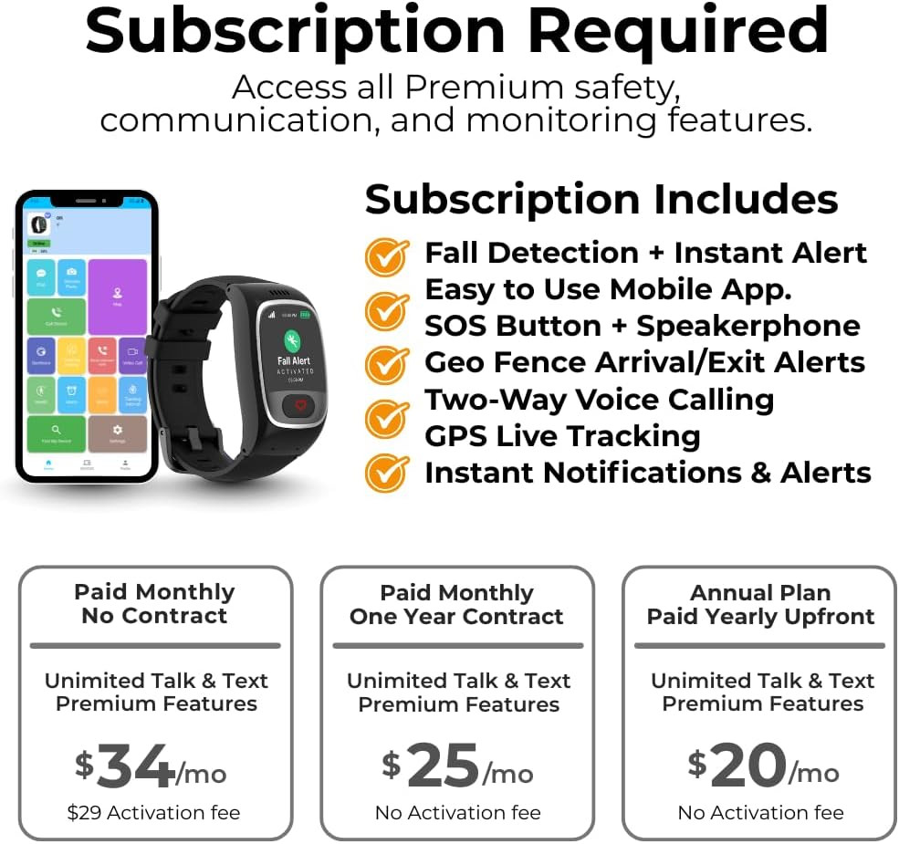 Smartwatch: Medical Alert Bracelet with GPS Tracker, Fall Detection Smart Watch,