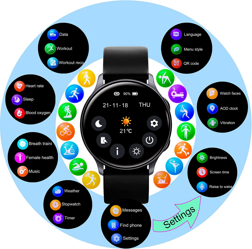 Smart Watches for Men Women, Smartwatch Samsung iPhone Android Phones Black