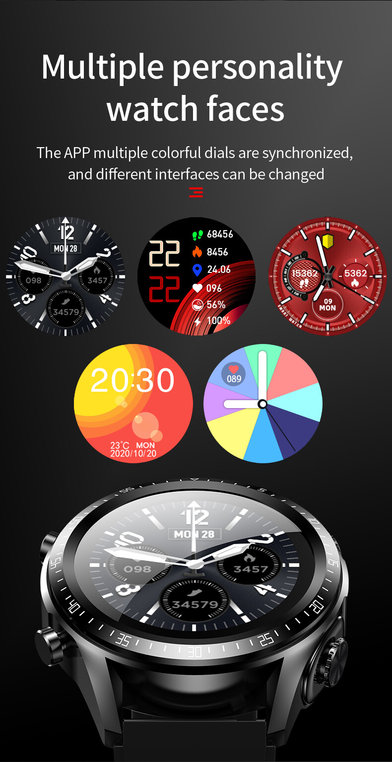 Women Men Smart Watch Fitness Tracker Bluetooth Smartwatch with Earbuds