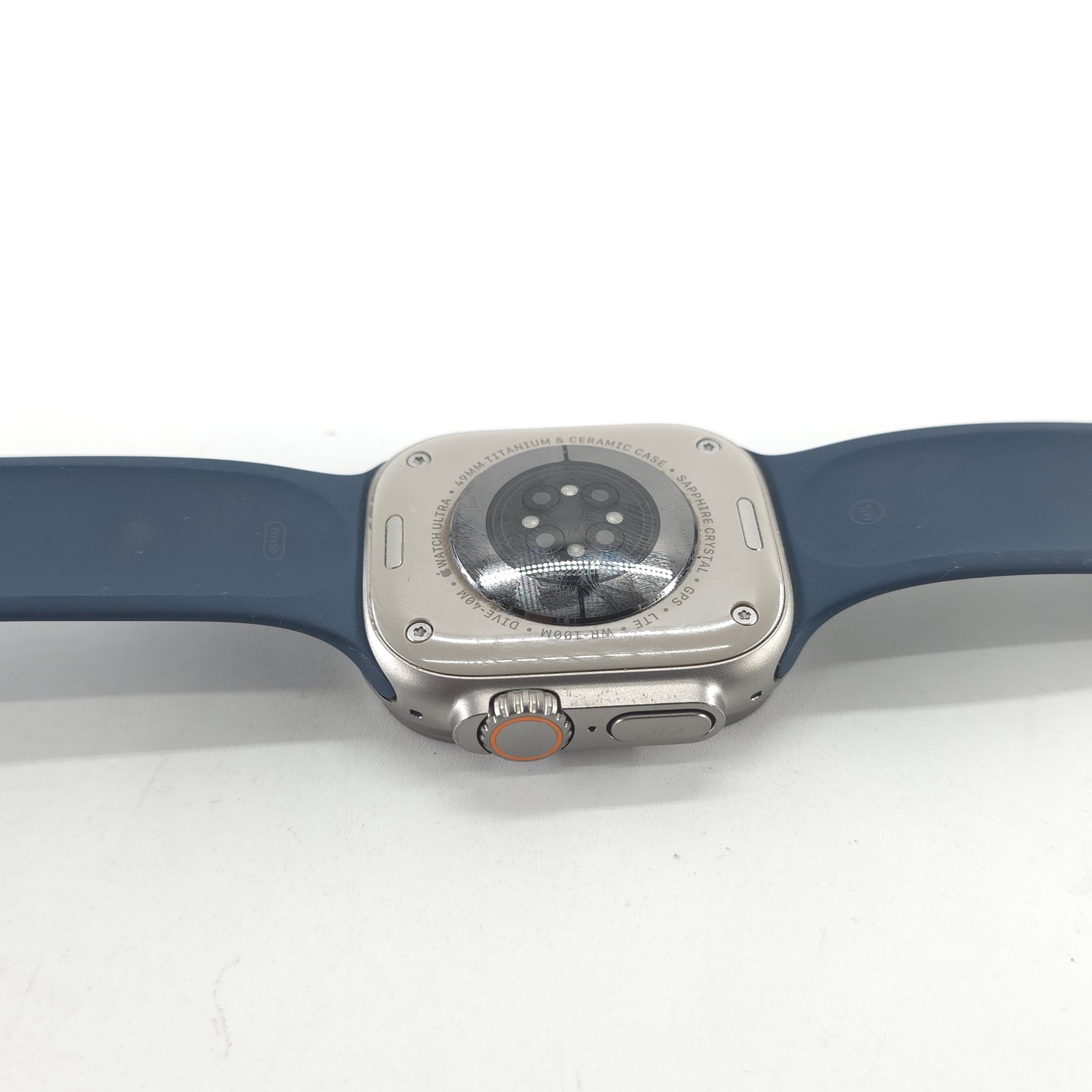 Apple Watch Ultra 2 49mm Titanium Case with Blue Silicone Band Bundle, Excellent