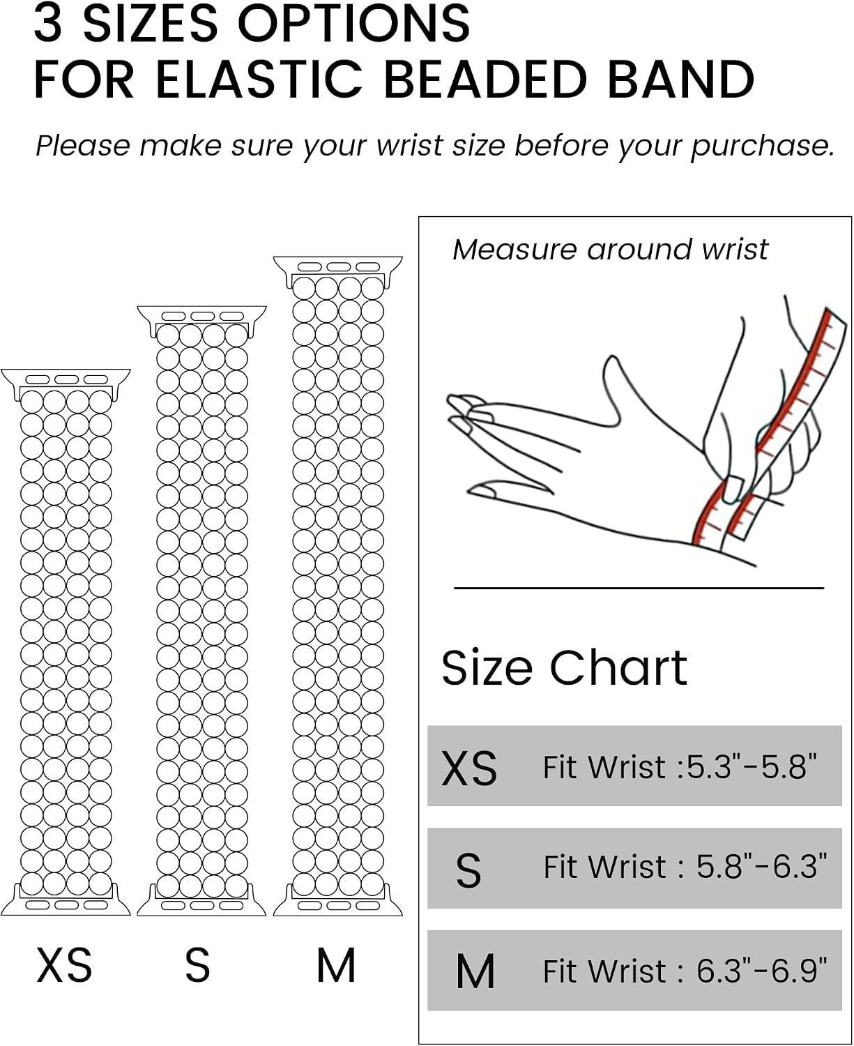 Strap For Apple Watch 11/10/9/8/7/6/5/4/SE 3/2/1, Beaded Bracelet Stretchy