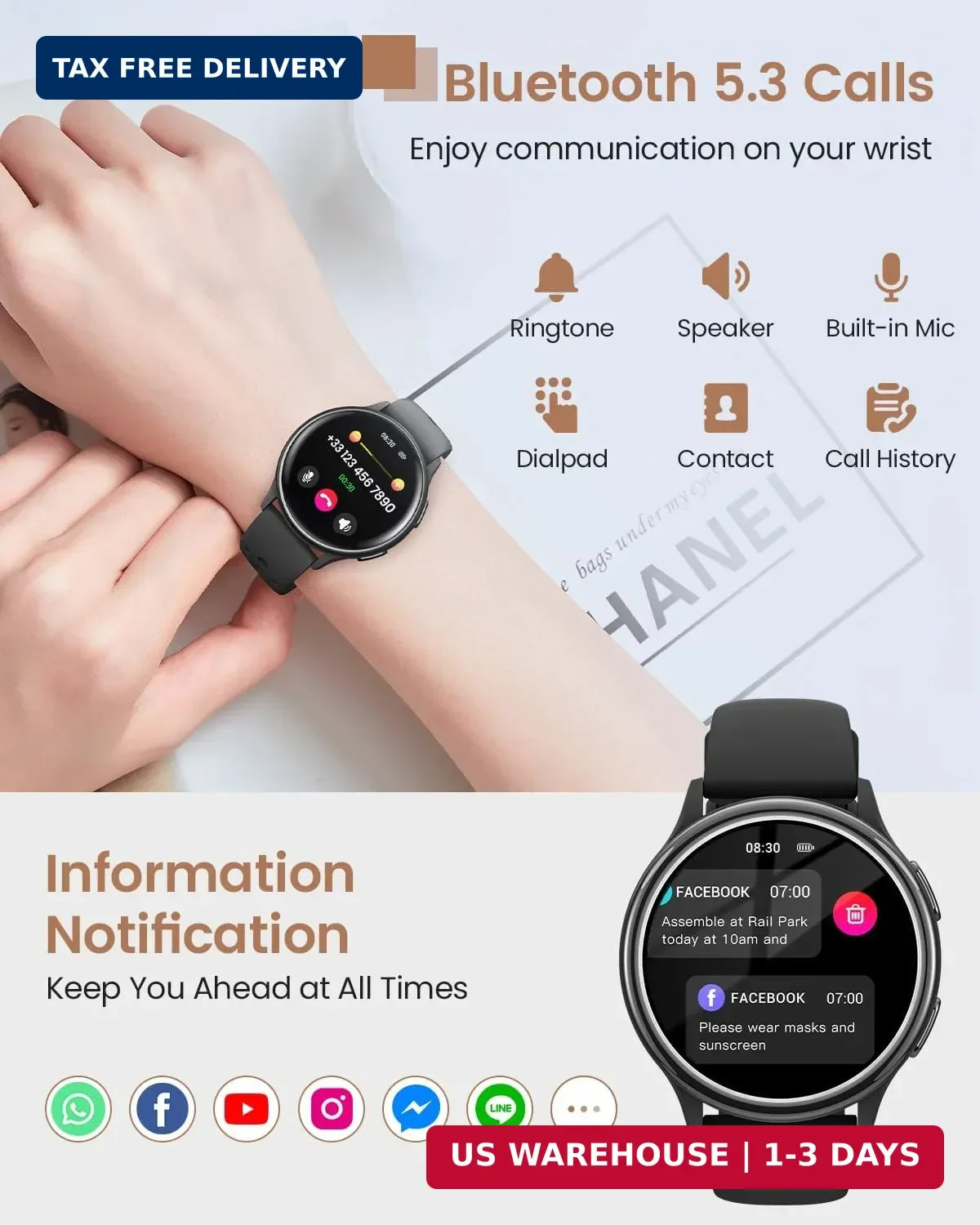 Smart Watches for Women & Men(Answer/Make Calls), Activity Smart Watch with 24/7