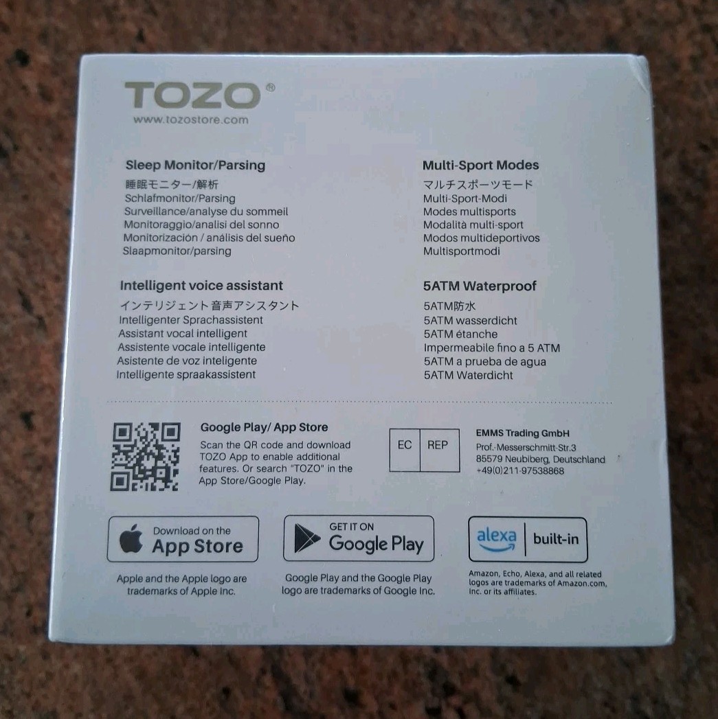 New! Sealed TOZO S2 Mini Smart Watch Touch Screen Alexa Fitness Waterproof