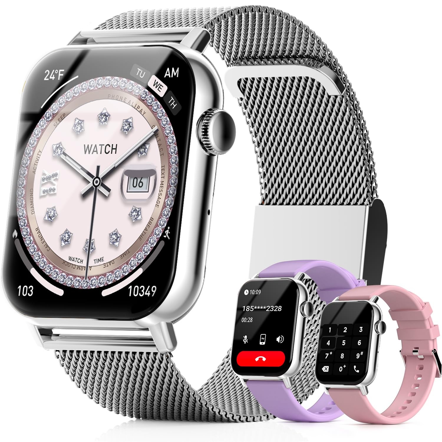 Trendia Smart Watches for Women, 1.83” HD Fitness Watch, Silver