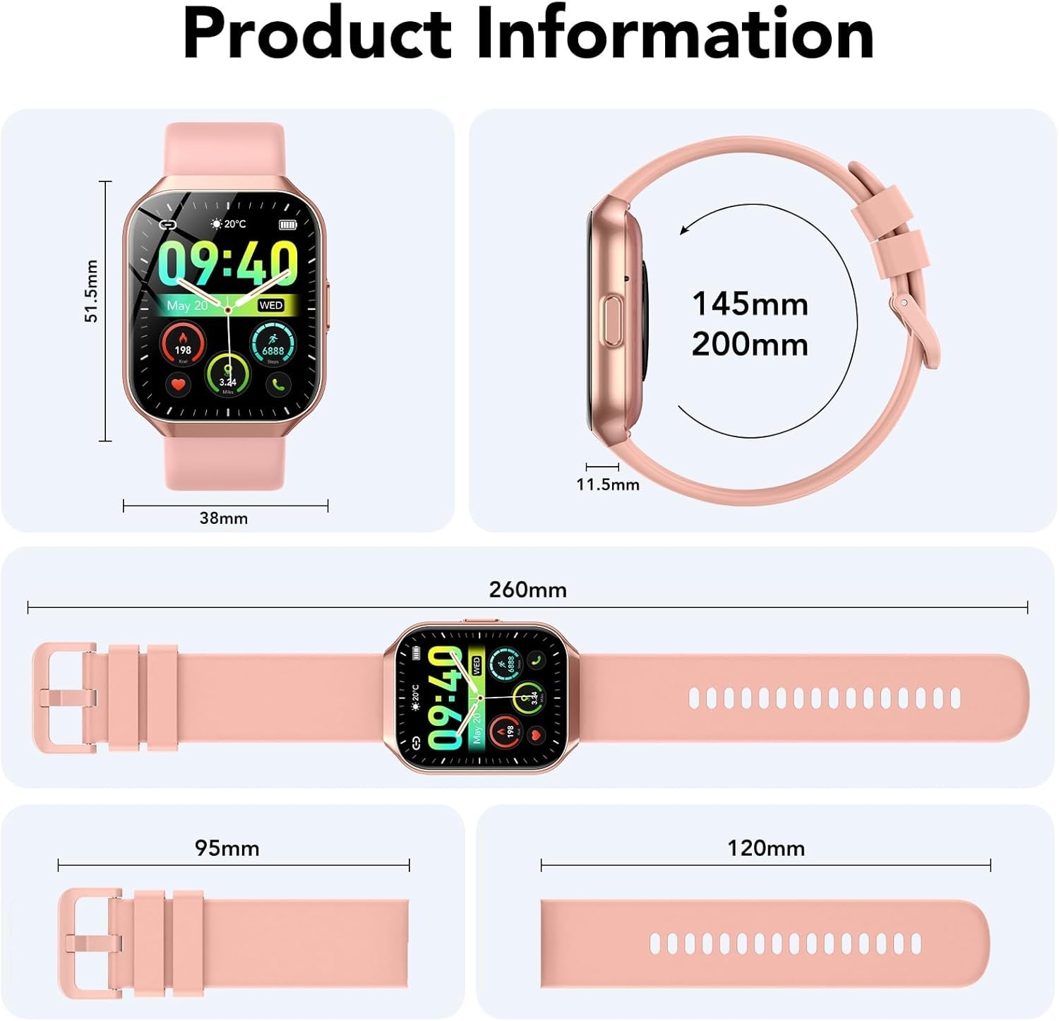 Women’s Smart Watch Bluetooth SmartWatch For Apple iPhone iOS and Android…