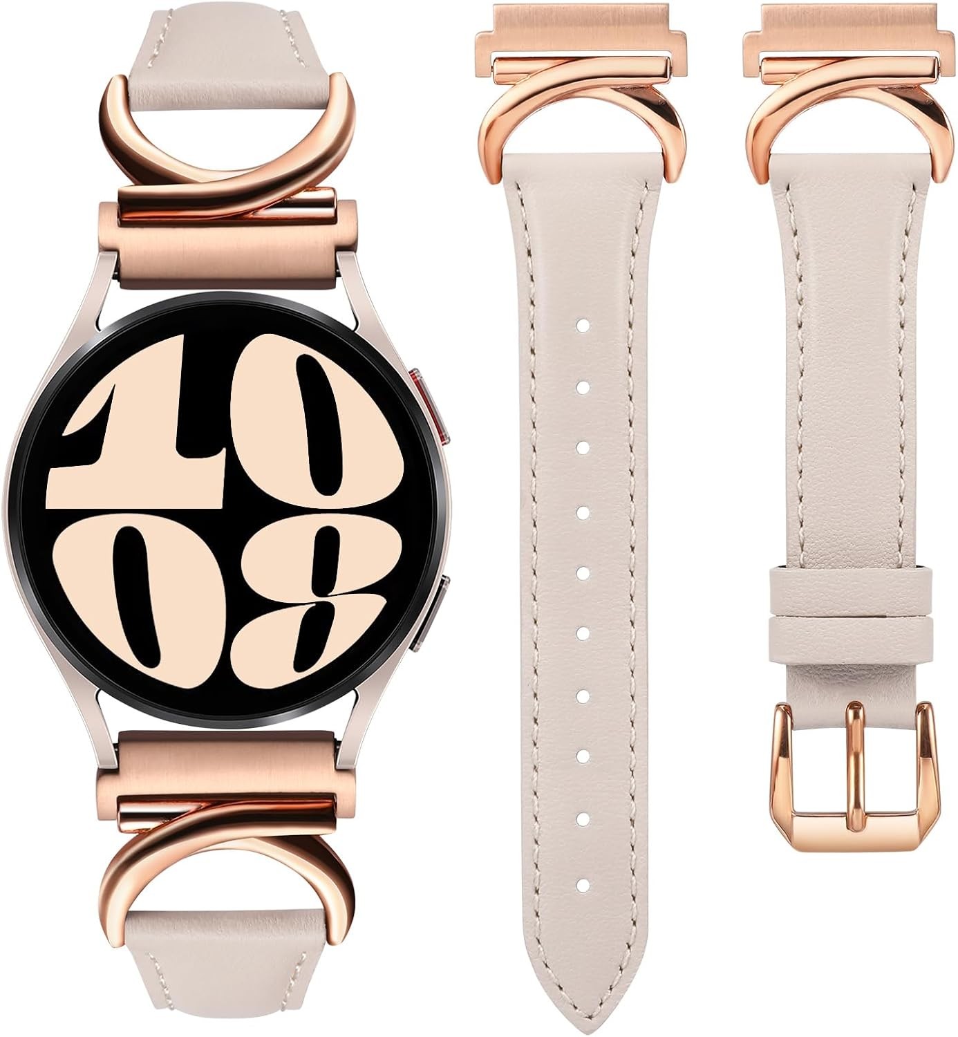 20mm Leather Strap Compatible with Samsung Galaxy Watch 6 40mm 44mm Slim