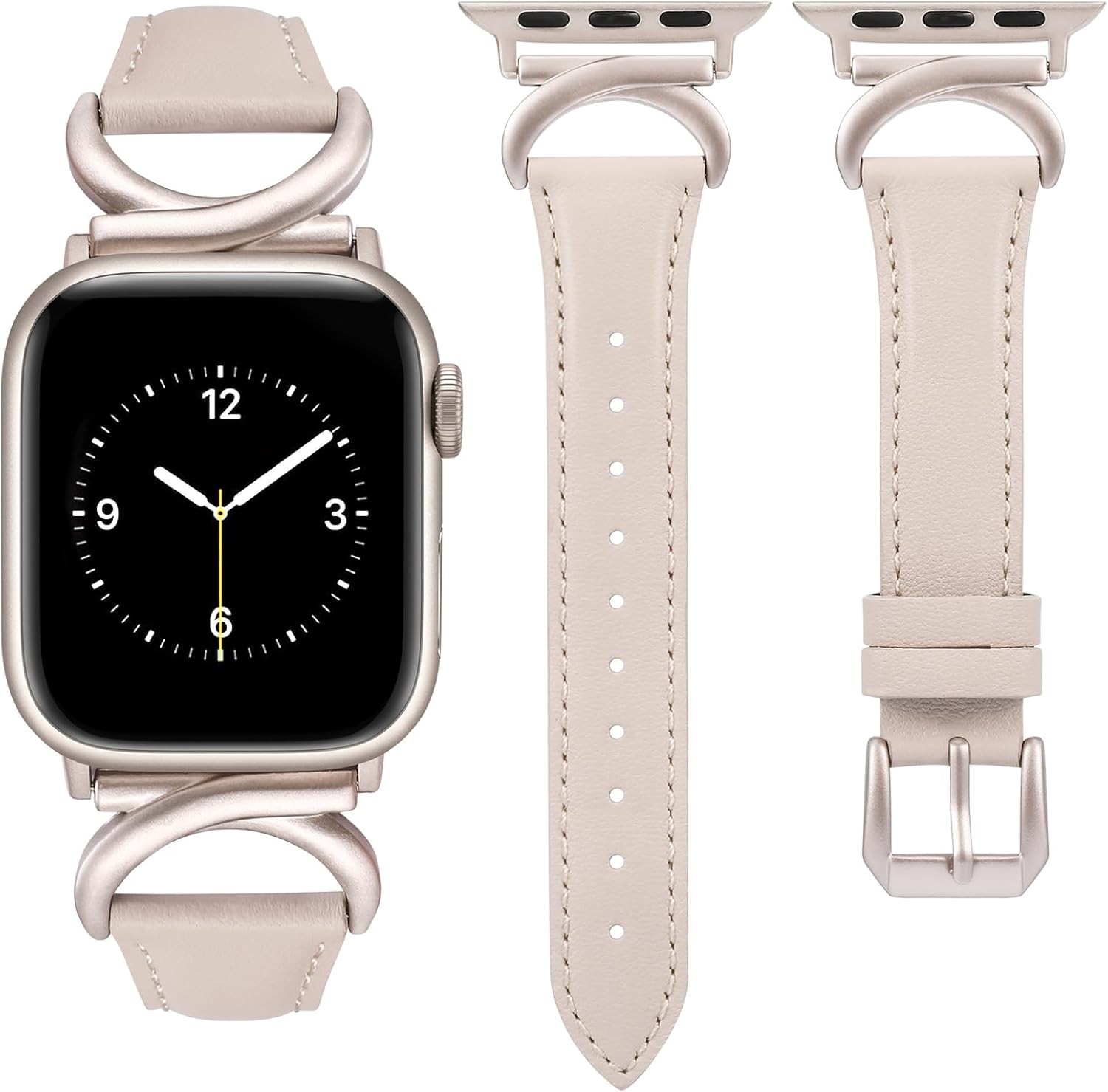 Leather Strap Compatible with Apple Watch Series 8 7 6 5 4 38/40mm Dressy