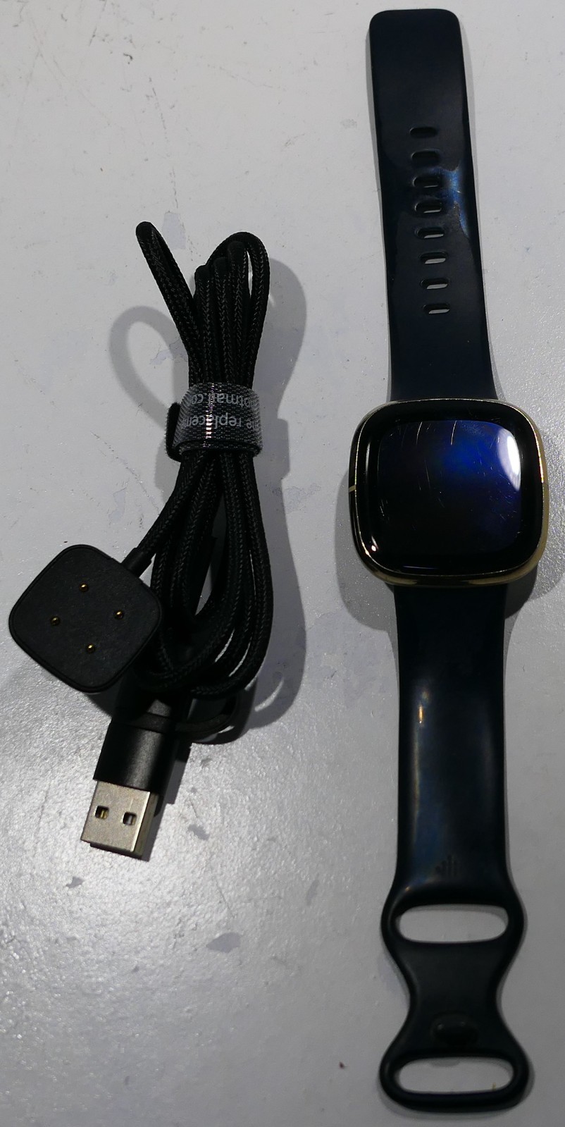 Fitbit Sense Advanced GPS Activity Tracker Smartwatch FB512 Gold Case Blue Band