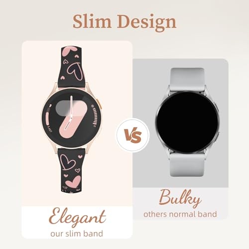 20mm Engraved Silicone Strap Compatible with Samsung Watch 7 40mm Sport Heart