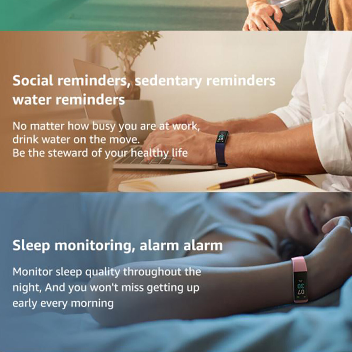 Smart Watch Band Sleep Heart Rate Monitor Tracker Fitness Wristband US STOCK