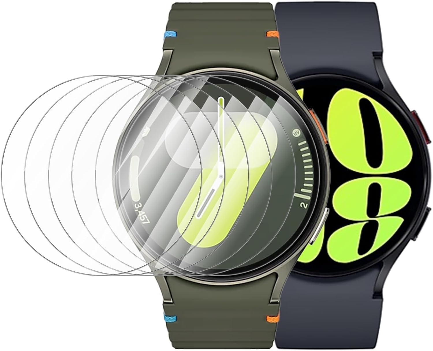6 Pack Screen Protector for Samsung Galaxy Watch 6 5 4 44mm Anti-Fog HD Glass