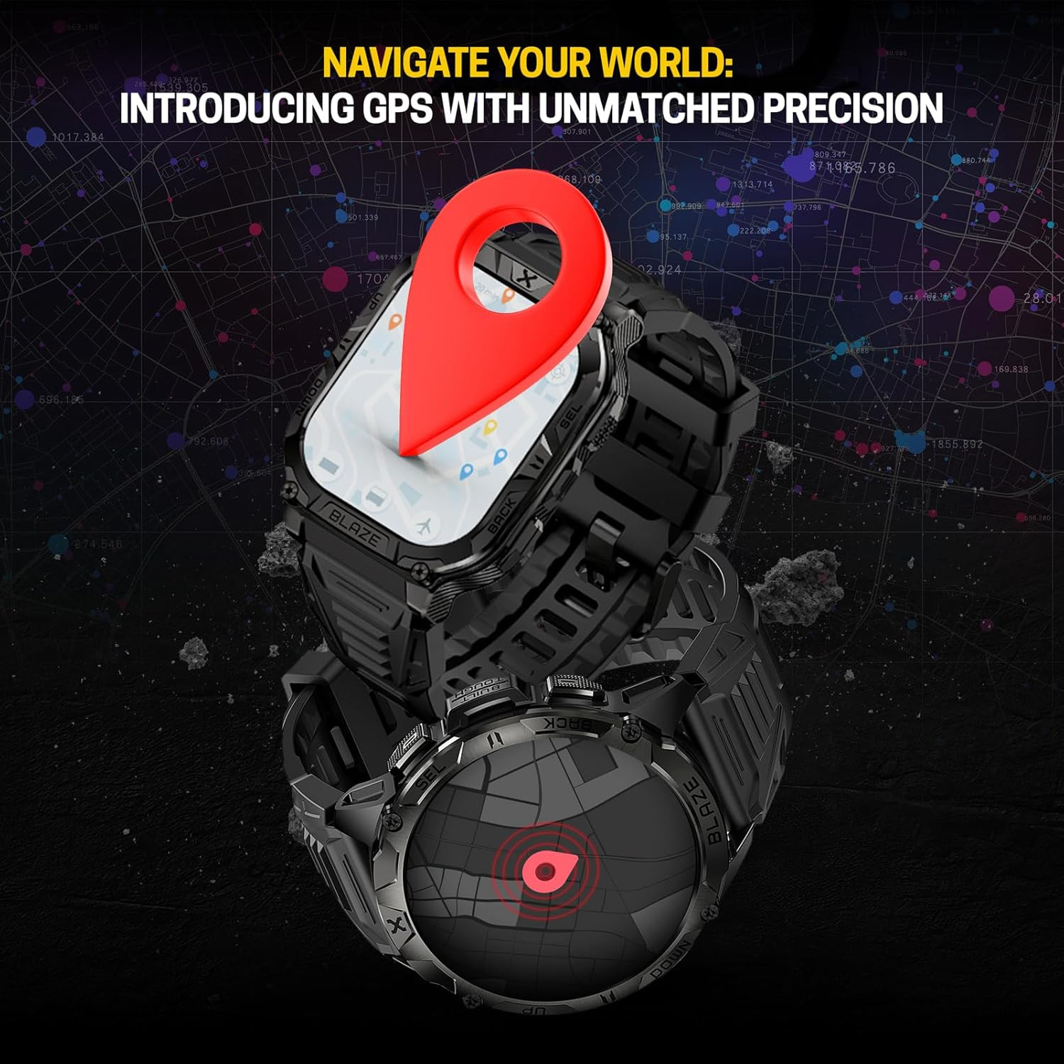 Blaze Smart Watch with GPS – Rugged Fitness Trackers, IP69K Waterproof, 170+ Spo