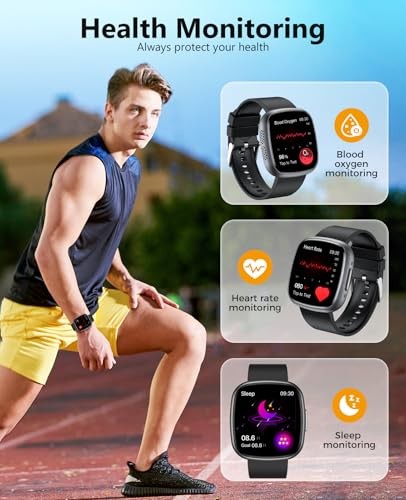 Smart Watches, 1.72″ Smartwatch for Men Women (Answer/Make Call), Fitness Black