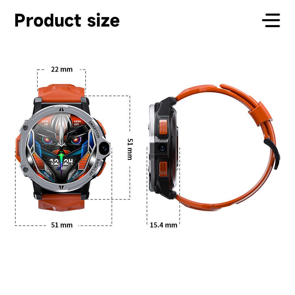 4G WIFI Smart Watch Dual Camera Bluetooth Music Unlocked Video Call 4GB+64GB