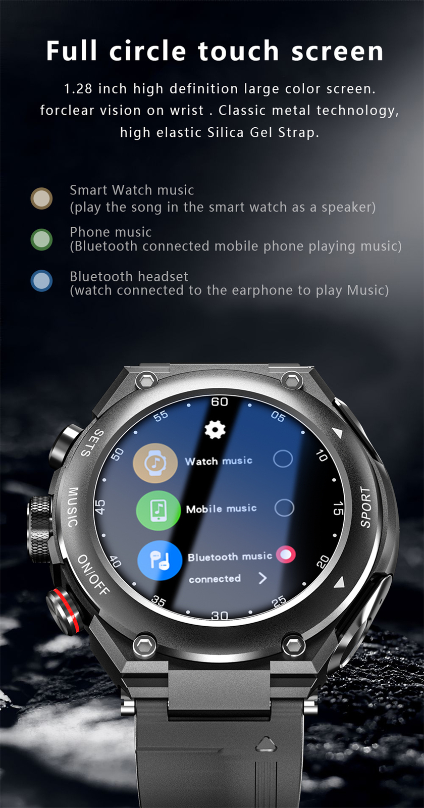 Bluetooth Headset Smart Watch 2 in 1 Activity Fitness Tracker Music Wristwatches
