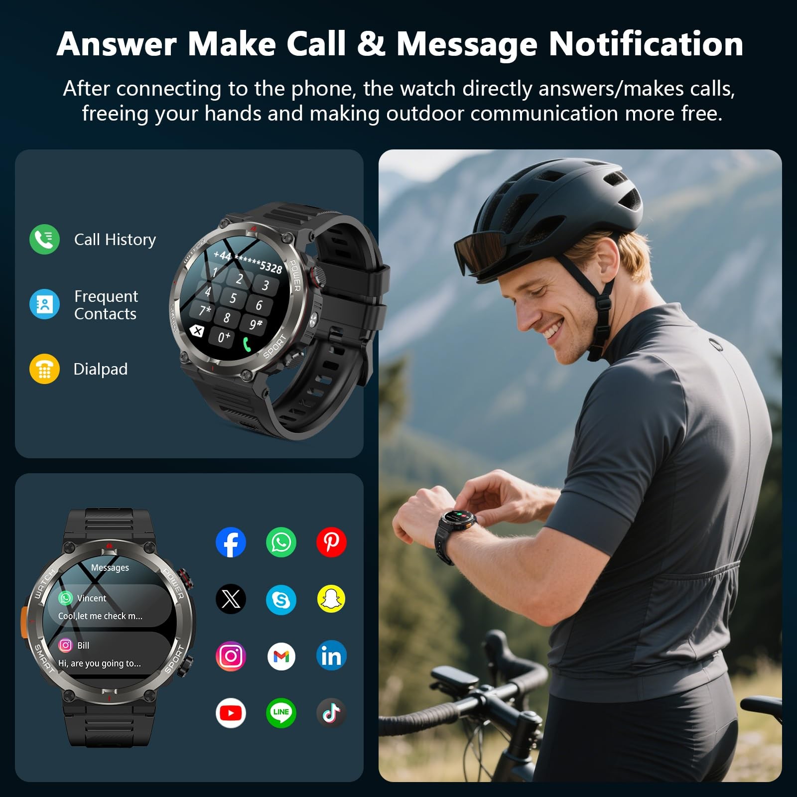 Military Smart Watch for Men -100-Day Long Battery Life,Fitness Tracker with …