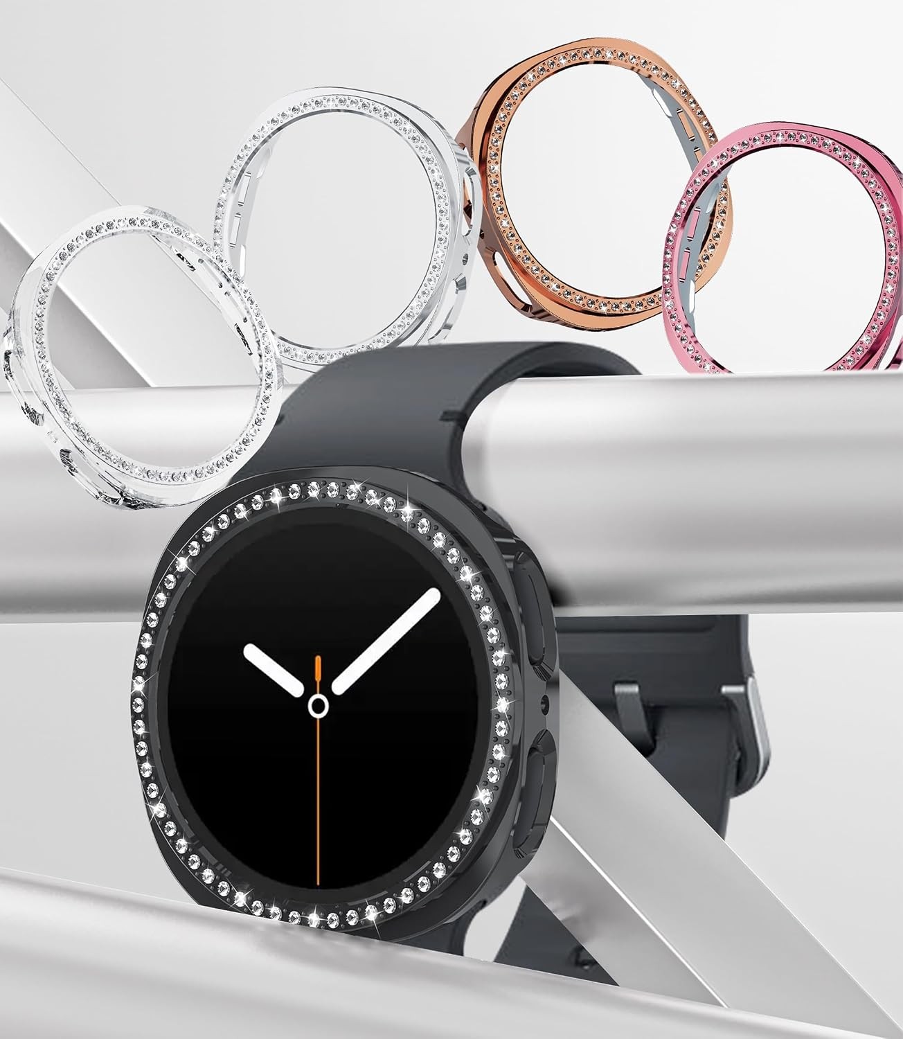 5+5 Pack Case for Samsung Galaxy Watch 9 44mm Screen Protector with Bling Cover