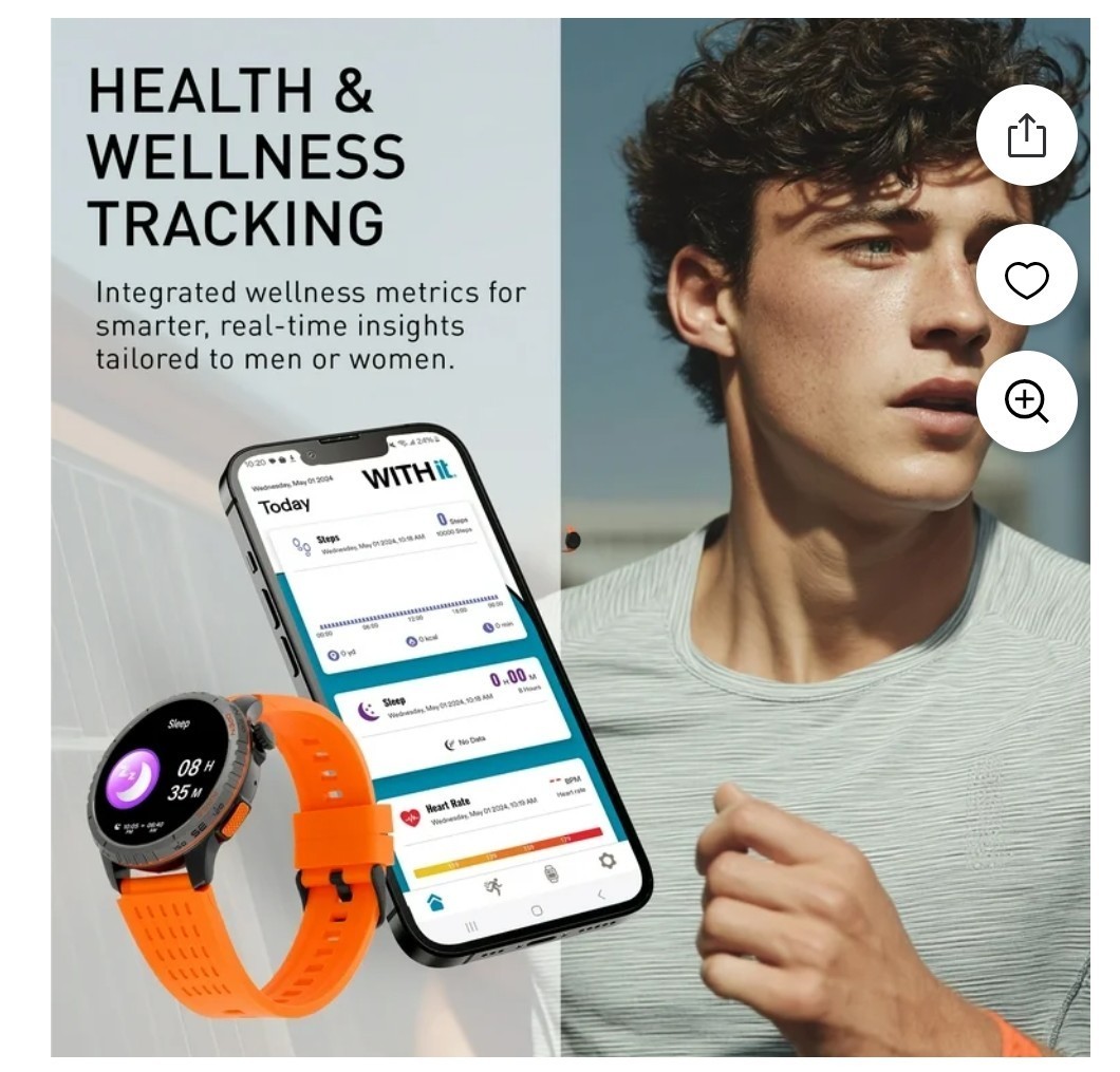 WITHit Zetta Series Smartwatch, 1.43″ Full Touch Amoled Screen, Unisex
