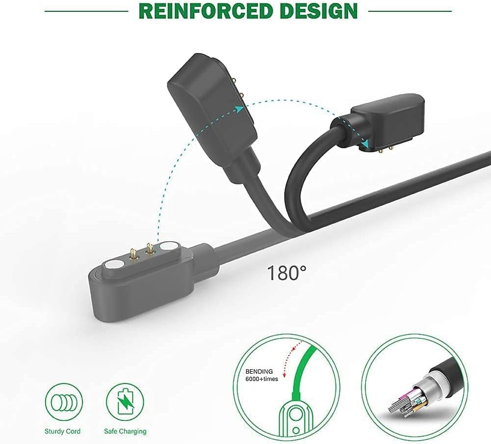 SKG V7, V7 Pro, V7 Cyber, V7-2, R8 Smart Watch Charger Magnetic USB Cable 3.3Ft