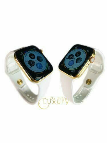 24K Gold Plated 44MM Apple Watch SERIES 4 With White Sport Band GPS+CELLULAR