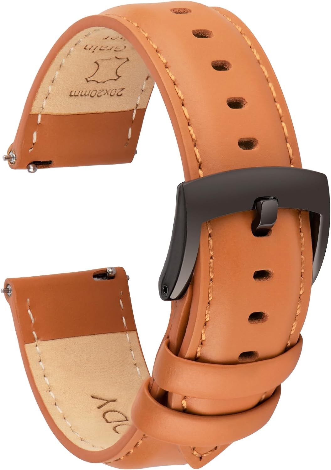 Leather Strap Compatible with 20mm Watch & Smartwatch Quick Release