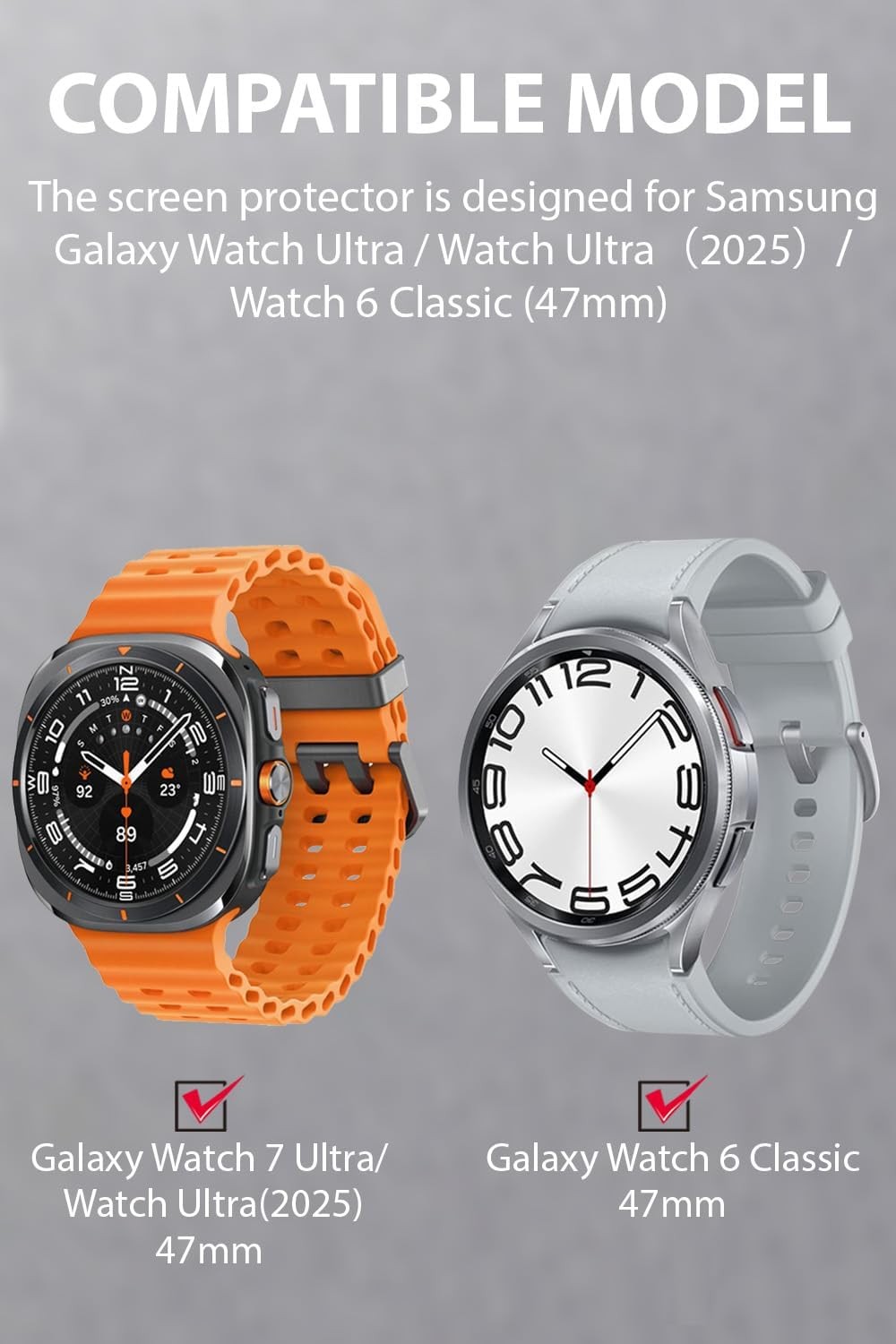 4 Pack Tempered Glass Screen Protector for Samsung Galaxy Watch Ultra 47mm, Anti