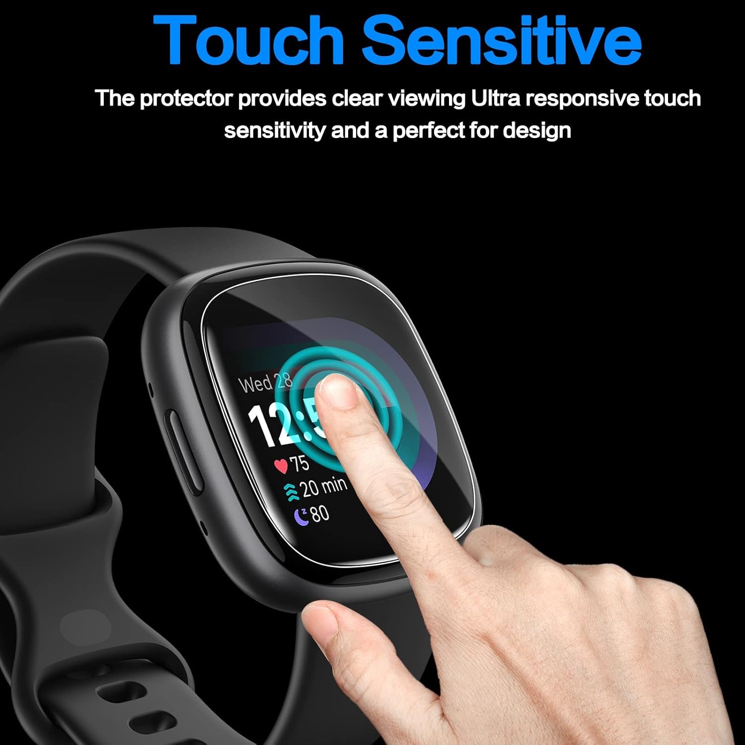 6 Pack Soft HD Clear Screen Protector for Fitbit Versa 4 / Versa 3 & Sense 2