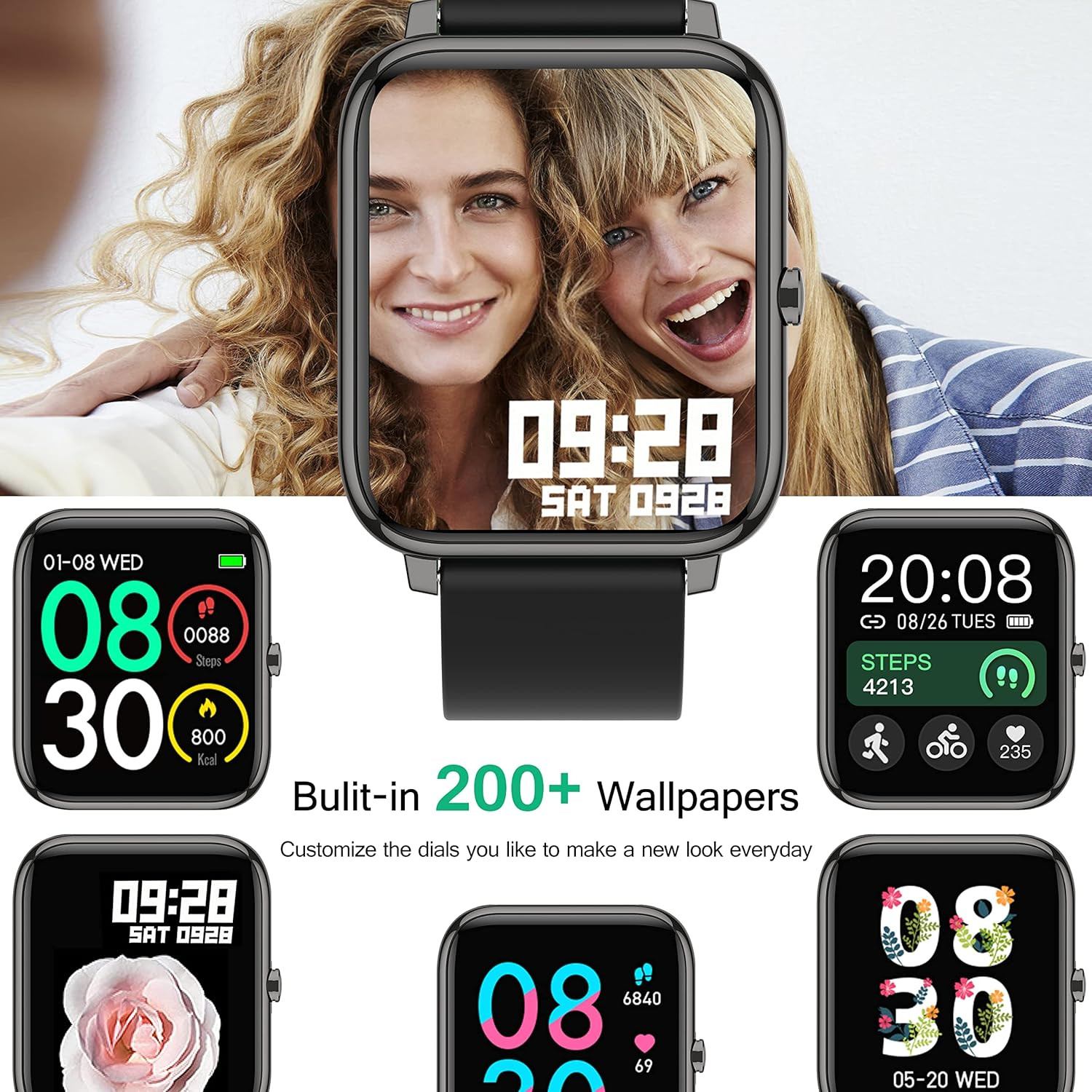 Smart Watch, Smartwatch with Blood Pressure, Blood Oxygen Monitor, Fitness Track