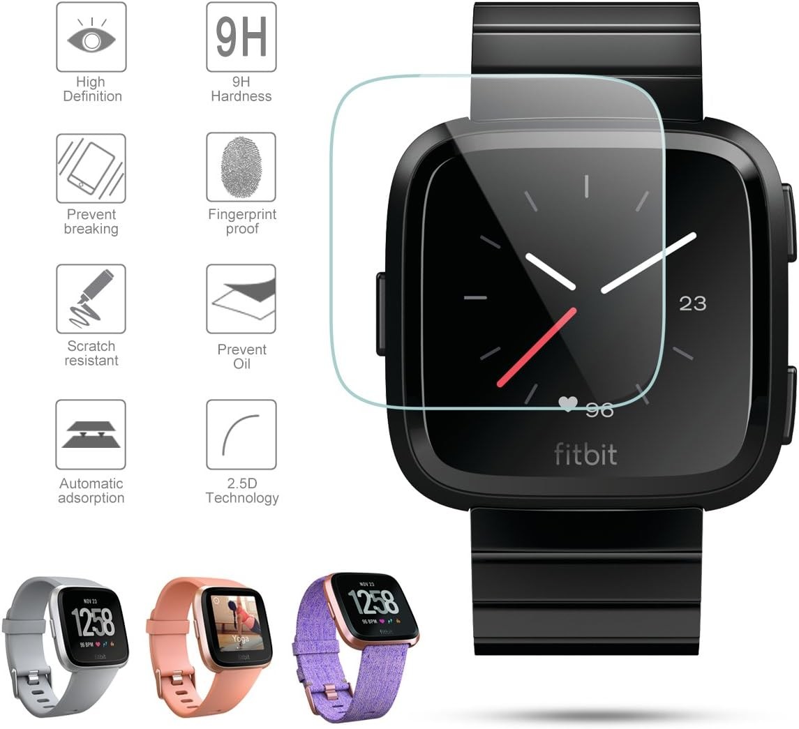 4-Pack Tempered Glass Screen Protector for Fitbit Versa Lite Edition 9H Hardness