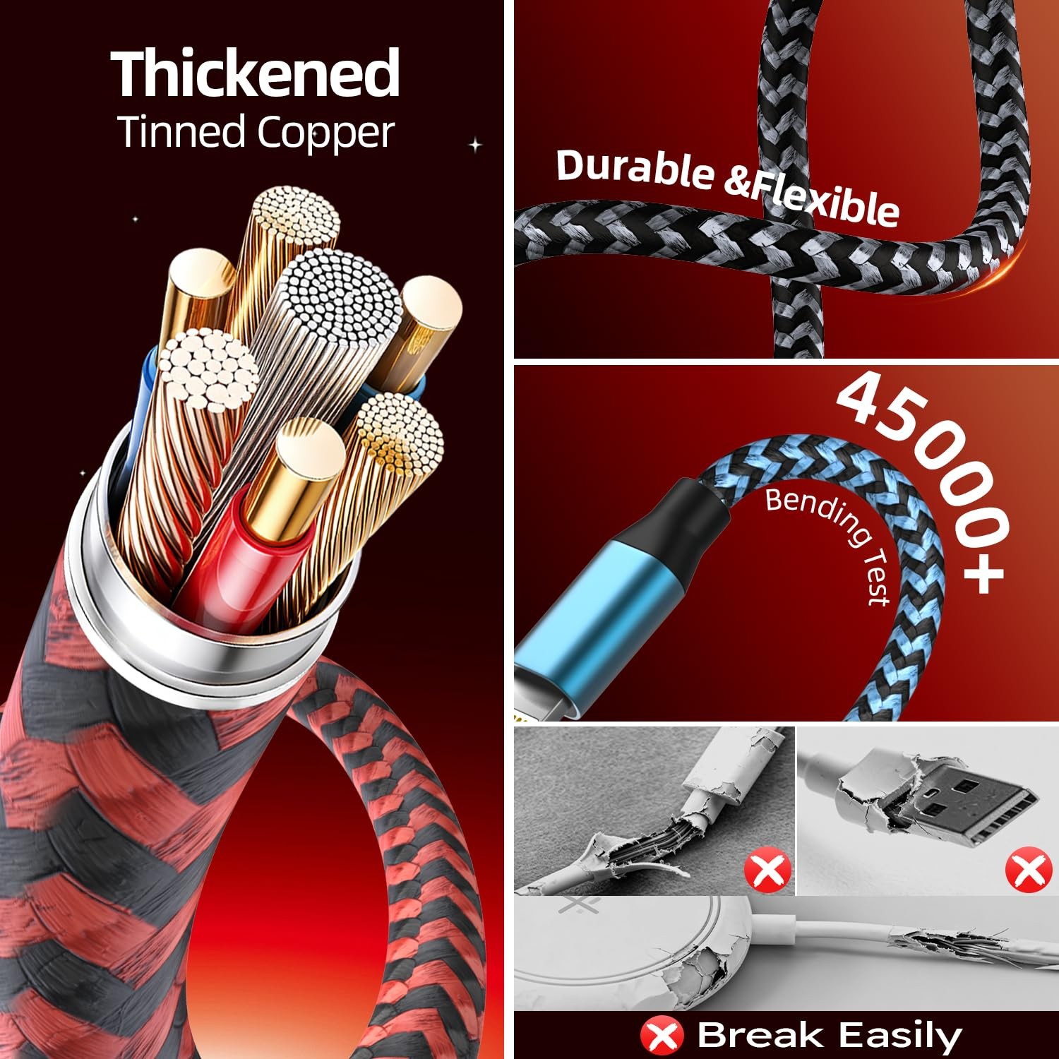 Cruise Essentials 2026, Travel Dual Type-C 4 in 2 Multi Charging Cable 5FT