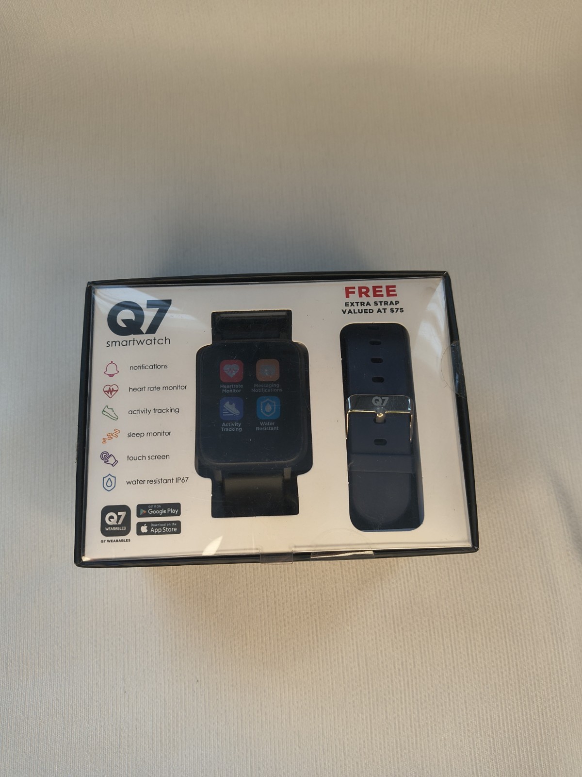Q7 Black Smartwatch Factory sealed, Heart rate, activity tracker, sleep monitor